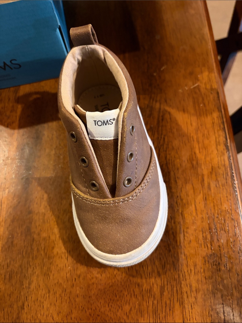 TOMS Kids Brown Casual Slip-On Sneaker with White Trim